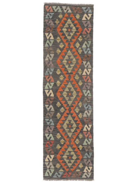  Kelim Afghan Old Style Teppe 59X210 Ekte Orientalsk Håndvevd Teppeløpere Mørk Brun/Svart (Ull, Afghanistan)