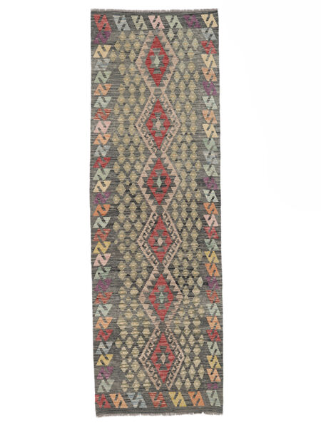  Kelim Afghan Old Style Teppe 92X287 Ekte Orientalsk Håndvevd Teppeløpere Svart/Mørk Brun (Ull, Afghanistan)