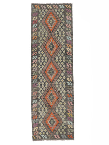  Kelim Afghan Old Style Teppe 90X293 Ekte Orientalsk Håndvevd Teppeløpere Mørk Brun (Ull, Afghanistan)