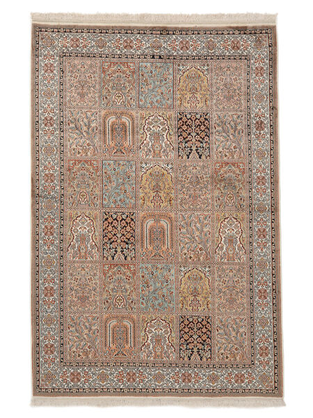  Kashmir Ren Silke Teppe 125X188 Ekte Orientalsk Håndknyttet Mørk Brun/Brun (Silke, India)