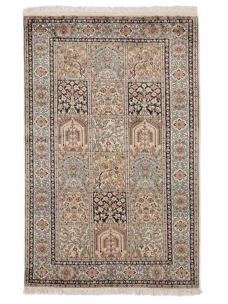  Kashmir Ren Silke Teppe 96X151 Ekte Orientalsk Håndknyttet Mørk Brun (Silke, India)
