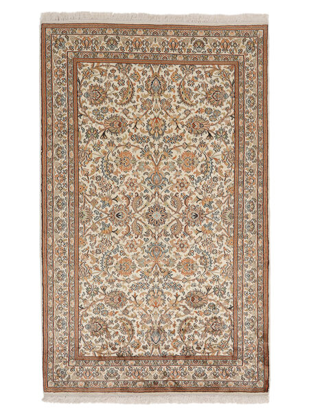  Kashmir Ren Silke Teppe 97X155 Ekte Orientalsk Håndknyttet Mørk Brun/Lysbrun (Silke, India)