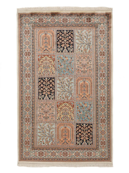  Kashmir Ren Silke Teppe 97X154 Ekte Orientalsk Håndknyttet Mørk Brun/Brun (Silke, India)