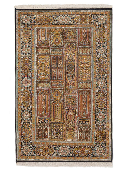  Kashmir Ren Silke Teppe 95X150 Ekte Orientalsk Håndknyttet Mørk Brun/Svart (Silke, India)