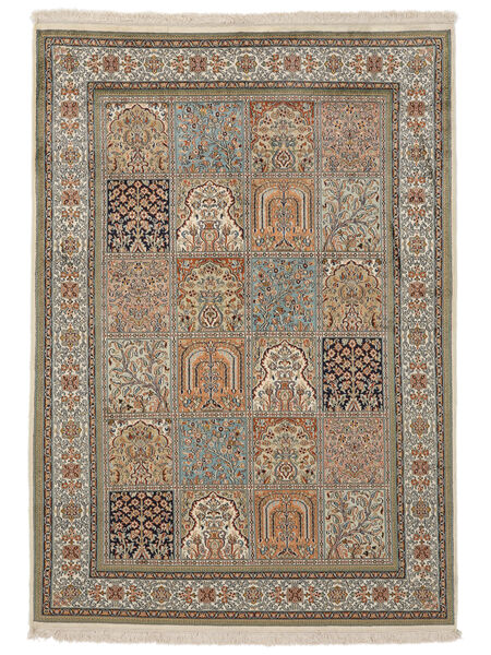 Kashmir Ren Silke Teppe 126X179 Ekte Orientalsk Håndknyttet Brun, Oransje (Silke, India)