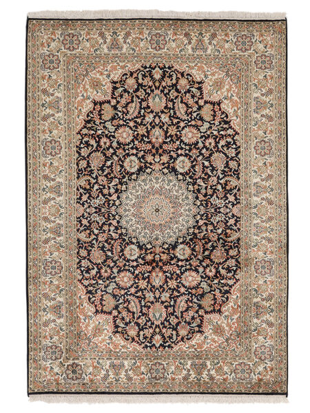  Kashmir Ren Silke Teppe 127X183 Ekte Orientalsk Håndknyttet Brun/Svart (Silke, )