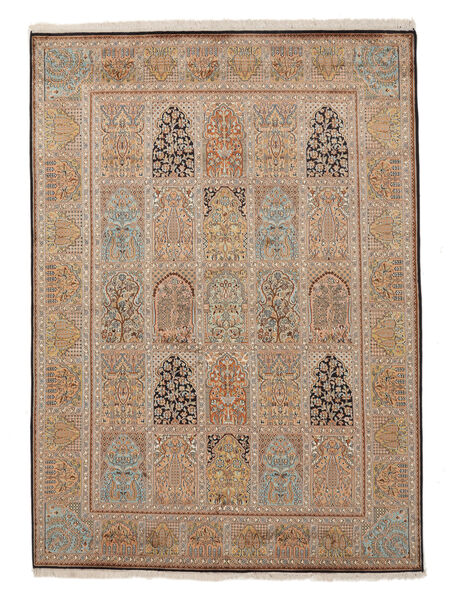  Kashmir Ren Silke Teppe 156X219 Ekte Orientalsk Håndknyttet Brun/Mørk Brun (Silke, India)