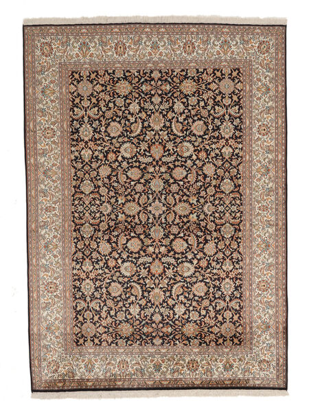  Kashmir Ren Silke Teppe 152X216 Ekte Orientalsk Håndknyttet Mørk Brun/Brun (Silke, India)