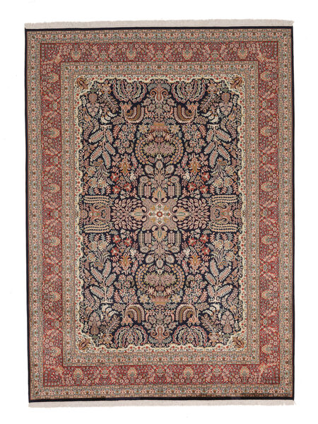  Kashmir Ren Silke Teppe 220X306 Ekte Orientalsk Håndknyttet Brun/Mørk Rød (Silke, )