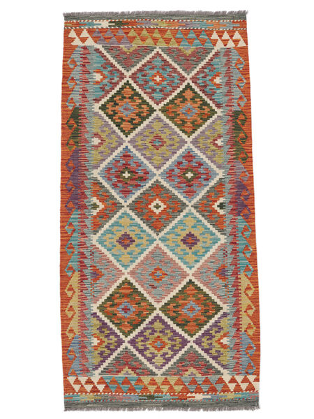 Kelim Afghan Old Style Teppe 100X205 Ekte Orientalsk Håndvevd Mørk Brun/Rød (Ull, Afghanistan)