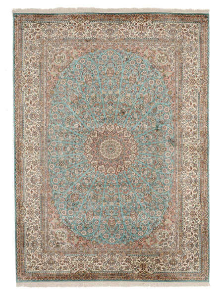  Kashmir Ren Silke Teppe 157X220 Ekte Orientalsk Håndknyttet Brun/Mørk Grønn (Silke, )