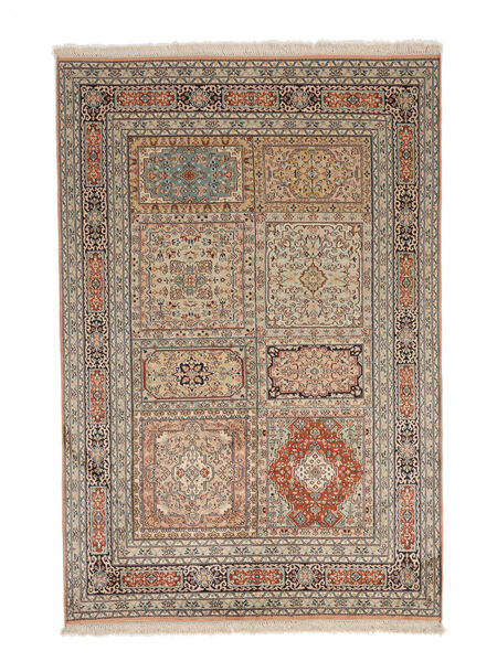  Kashmir Ren Silke Teppe 126X188 Ekte Orientalsk Håndknyttet Brun/Oransje (Silke, )