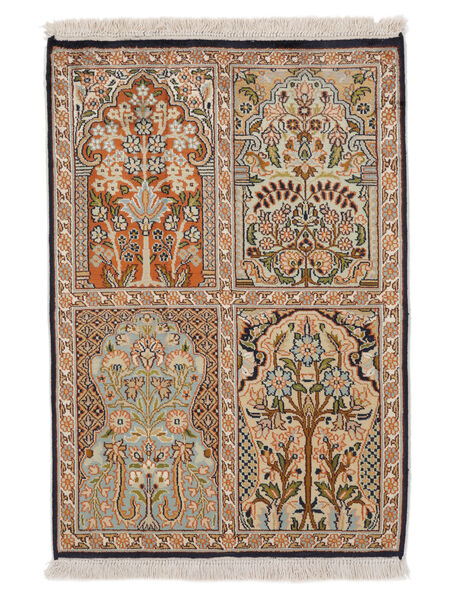  Kashmir Ren Silke Teppe 65X93 Ekte Orientalsk Håndknyttet Mørk Brun/Brun (Silke, India)
