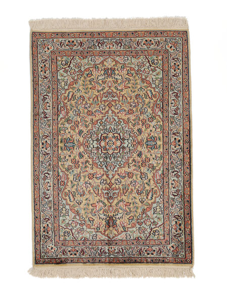  Kashmir Ren Silke Teppe 65X95 Ekte Orientalsk Håndknyttet Brun/Svart (Silke, )