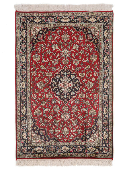  Kashmir Ren Silke Teppe 65X97 Ekte Orientalsk Håndknyttet Mørk Rød/Brun (Silke, )