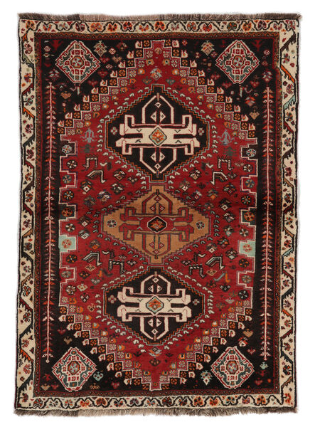  Shiraz Teppe 105X150 Ekte Orientalsk Håndknyttet Svart/Mørk Rød (Ull, )