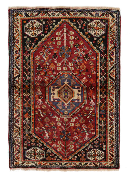  Shiraz Teppe 110X160 Ekte Orientalsk Håndknyttet Svart, Mørk Rød (Ull, Persia/Iran)