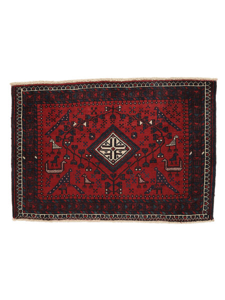 Afshar/Sirjan Teppe 57X80 Ekte Orientalsk Håndknyttet Svart/Mørk Rød (Ull, Persia/Iran)