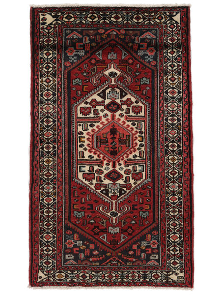  Hamadan Teppe 80X140 Ekte Orientalsk Håndknyttet Svart/Mørk Brun (Ull, Persia/Iran)