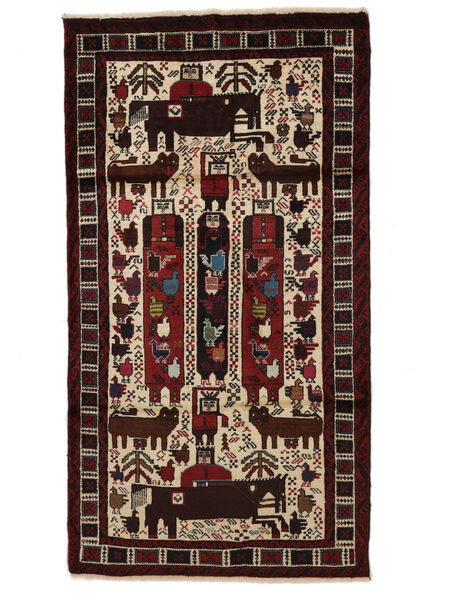  Beluch Teppe 100X190 Ekte Orientalsk Håndknyttet Svart/Mørk Brun (Ull, Persia/Iran)