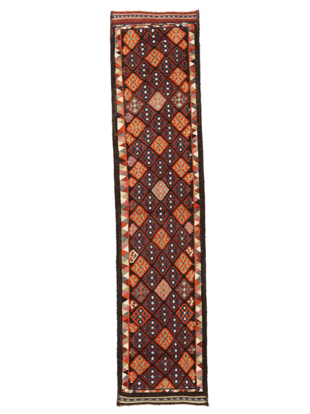  Herki Teppe 86X366 Ekte Orientalsk Håndknyttet Teppeløpere Svart/Mørk Rød (Ull, )