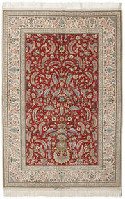  Isfahan Silkerenning Signert: Kheyri Teppe 151X226 Ekte Orientalsk Håndknyttet Lysegrå, Beige ()
