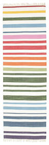  Rainbow Stripe - Vit Teppe 80X250 Ekte Moderne Håndvevd Teppeløpere Beige/Hvit/Creme (Bomull, India)