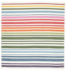  Rainbow Stripe - Flerfarget Teppe 200X200 Ekte Moderne Håndvevd Kvadratisk Flerfarget (Bomull, )