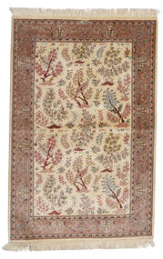  Ghom Silke: Ghom Motavasei Teppe 102X155 Ekte Orientalsk Håndknyttet Brun/Gul (Silke, Persia/Iran)