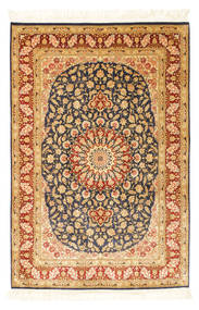  Ghom Silke Teppe 99X150 Ekte Orientalsk Håndknyttet Gul/Hvit/Creme (Silke, Persia/Iran)