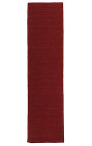  Kelim Loom - Mørk Rød Teppe 80X400 Ekte Moderne Håndvevd Teppeløpere Mørk Rød/Beige (Ull, India)