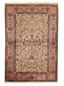  Keshan Silke Teppe 100X153 Ekte Orientalsk Håndknyttet Mørk Brun/Brun (Silke, Persia/Iran)