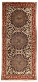  Tabriz 60 Raj Silkerenning Teppe 200X450 Ekte Orientalsk Håndknyttet Teppeløpere Brun/Mørk Brun ( Persia/Iran)