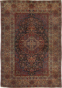  Isfahan Antikke Teppe 147X215 Ekte Orientalsk Håndknyttet Brun, Mørk Rød (Ull, )