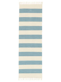  Cotton Stripe - Lys Blå Teppe 80X250 Ekte Moderne Håndvevd Teppeløpere Lys Blå/Beige (Bomull, India)
