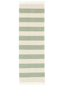  Cotton Stripe - Mint Teppe 80X250 Ekte Moderne Håndvevd Teppeløpere Olivengrønn/Lys Grå (Bomull, India)