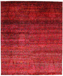  Sari Ren Silke Teppe 252X304 Ekte Moderne Håndknyttet Mørk Rød/Rød Stort (Silke, India)