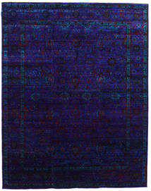  Sari Ren Silke Teppe 237X300 Ekte Moderne Håndknyttet Svart, Mørk Blå (Silke, India)