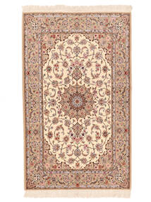 Håndknyttet Isfahan Silkerenning Teppe 130X212 Persisk Beige/Oransje Lite Teppe 