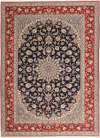  Isfahan Silkerenning Teppe 265X363 Ekte Orientalsk Håndknyttet Lys Grå/Mørk Rød Stort ( Persia/Iran)