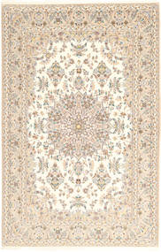  Isfahan Silkerenning Teppe 157X240 Ekte Orientalsk Håndknyttet Beige/Gul ( Persia/Iran)
