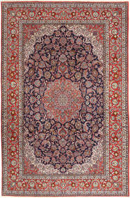  Isfahan Silkerenning Teppe 200X310 Ekte Orientalsk Håndknyttet Mørk Rød/Lys Grå ( Persia/Iran)