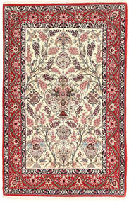  Isfahan Silkerenning Teppe 117X180 Ekte Orientalsk Håndknyttet Beige, Rød ()