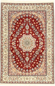  Isfahan Silkerenning Teppe 110X170 Ekte Orientalsk Håndknyttet Beige, Rød ( Persia/Iran)