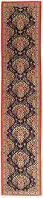  Ghom Kork/Silke Teppe 80X392 Ekte Orientalsk Håndknyttet Teppeløpere Lysbrun/Mørk Grå (Ull, Persia/Iran)