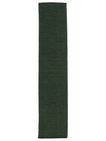  Kelim Loom - Skogsgrønn Teppe 80X300 Ekte Moderne Håndvevd Teppeløpere Mørk Grønn (Ull, India)