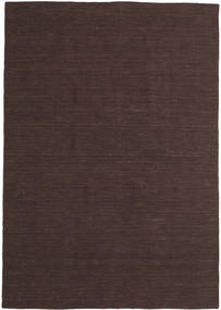 Kelim Loom 160X230 Mørkebrun Ensfarget Ullteppe Teppe 