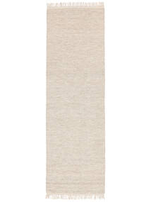  Melange - Sand Teppe 80X250 Ekte Moderne Håndvevd Teppeløpere Hvit/Creme/Svart (Ull, India)