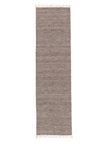  Melange - Brun Teppe 80X250 Ekte Moderne Håndvevd Teppeløpere Hvit/Creme/Mørk Brun (Ull, India)