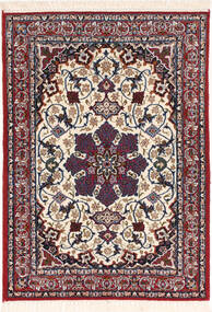  Isfahan Silkerenning Teppe 70X98 Ekte Orientalsk Håndknyttet Beige/Mørk Rosa ()